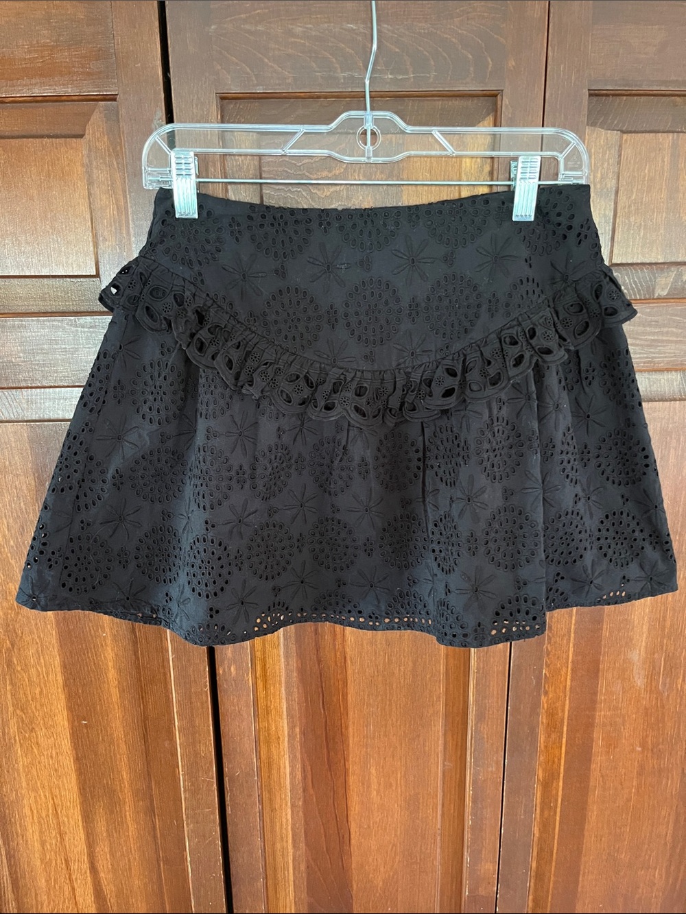 Tularosa Jen Mini Eyelet Embroidered Skirt in Black